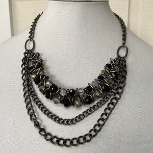 Multi strand chain and bead necklace